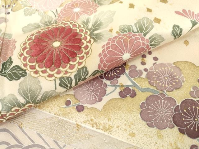 平和屋着物●豪華色留袖 刺繍 梅松花文 金彩 正絹 逸品 AABH8874cs