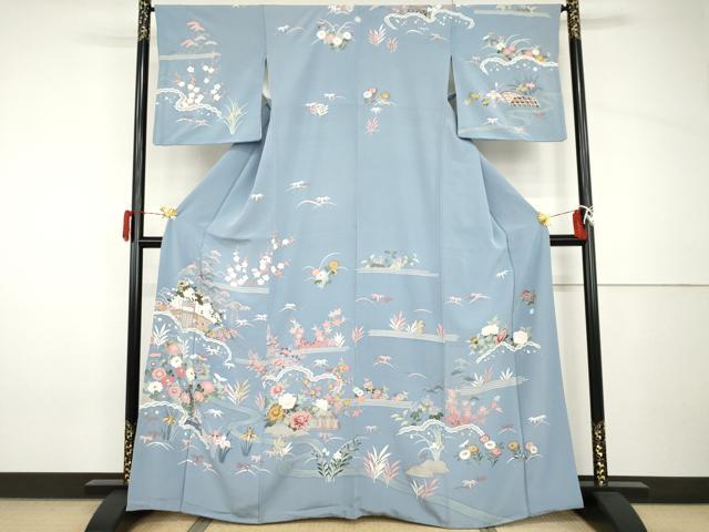 平和屋着物●訪問着 友禅 松竹梅風景文 正絹 逸品 AABH8879cs