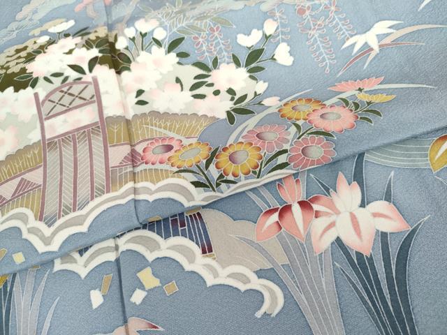 平和屋着物●訪問着 友禅 松竹梅風景文 正絹 逸品 AABH8879cs