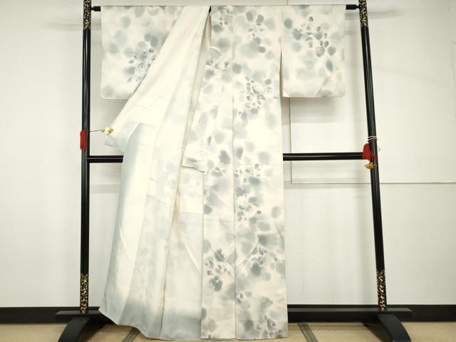 平和屋着物●染色作家 斉藤三才 小紋 草花文 薔薇 バラ 暈し染め 正絹 逸品 AABH8894cs