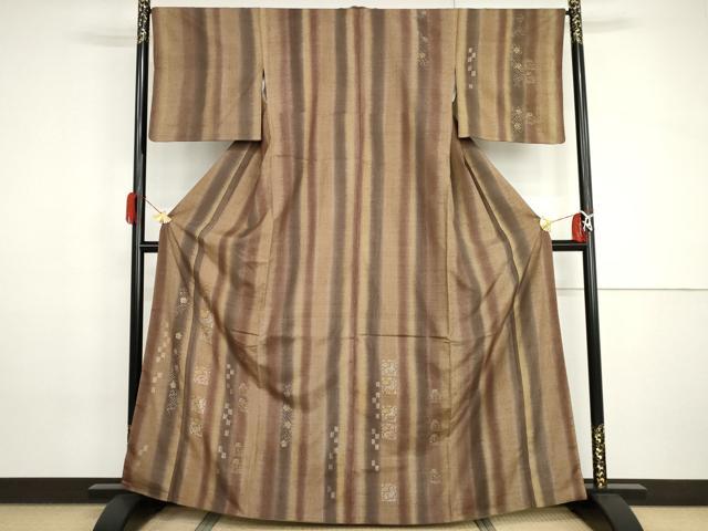 平和屋着物●紬 訪問着 ろうけつ染 花兎 伊勢丹扱い 正絹 逸品 AABH8901cs