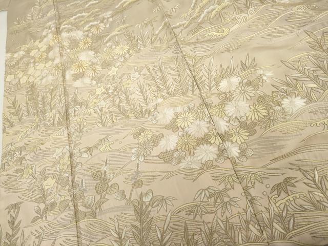 平和屋着物●総刺繍 訪問着 駒刺繍 中国三大刺繍 汕頭刺繍 スワトウ刺繍 立波花松文 暈し染め 金糸 正絹 逸品 AABH8906cs