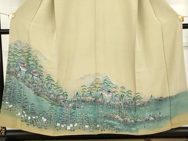 平和屋着物●訪問着 友禅 浜松風景文 暈し染め 正絹 逸品 AABH8909cs