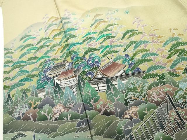 平和屋着物●訪問着 友禅 浜松風景文 暈し染め 正絹 逸品 AABH8909cs