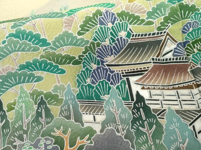 平和屋着物●訪問着 友禅 浜松風景文 暈し染め 正絹 逸品 AABH8909cs