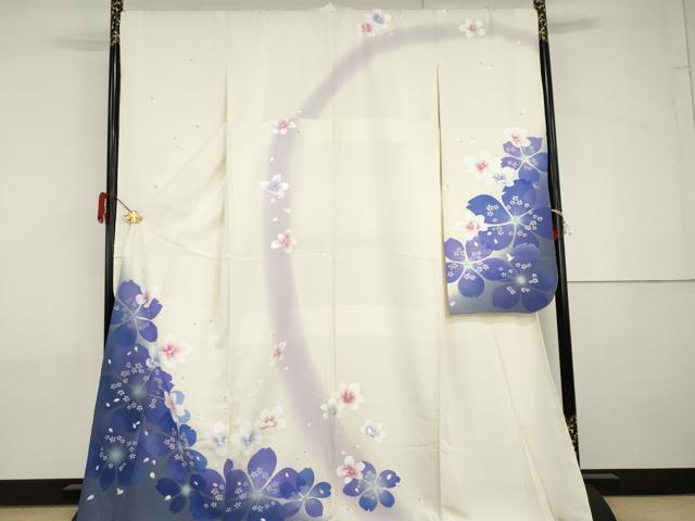 平和屋着物●豪華振袖 舞桜文 暈し染め 正絹 逸品 AABH8911cs