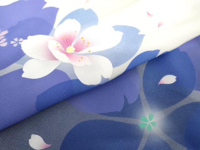 平和屋着物●豪華振袖 舞桜文 暈し染め 正絹 逸品 AABH8911cs