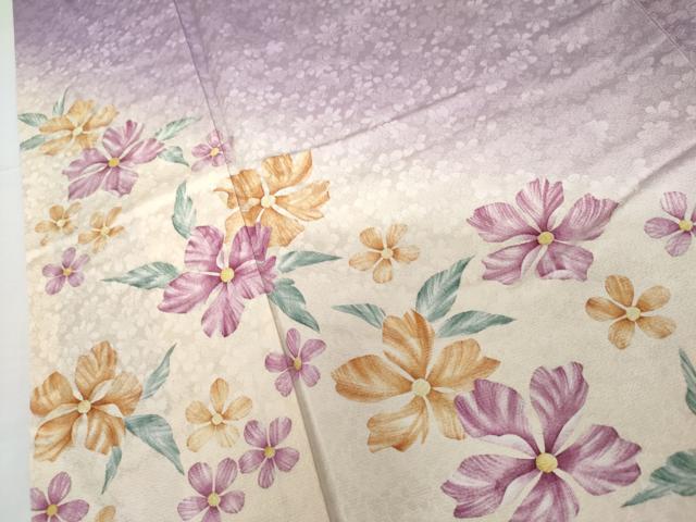 平和屋着物●豪華振袖 草花文 暈し染め 正絹 逸品 AABH8912cs