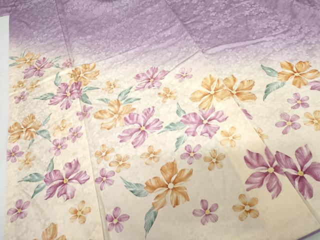 平和屋着物●豪華振袖 草花文 暈し染め 正絹 逸品 AABH8912cs