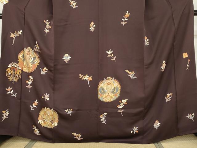 平和屋着物●金彩友禅作家 金彩の魔術師 堀省平 金煌織 訪問着 向かい鳳凰草花文 金銀彩 正絹 逸品 AABH8920cs