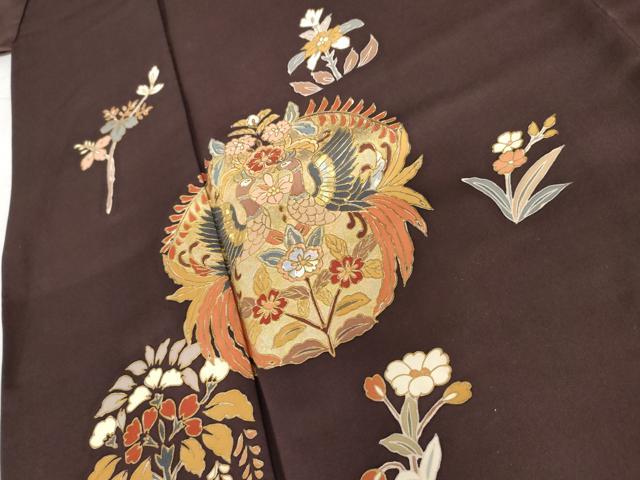 平和屋着物●金彩友禅作家 金彩の魔術師 堀省平 金煌織 訪問着 向かい鳳凰草花文 金銀彩 正絹 逸品 AABH8920cs