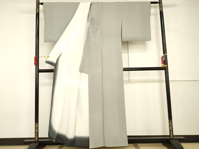 平和屋着物●寺山存男 江戸小紋 万筋 錫色×白梅鼠色 正絹 逸品 AABH8927cs
