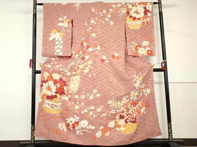 平和屋着物●アンティーク 大正ロマン 訪問着 飾花文 金彩 正絹 逸品 AABH8929cs