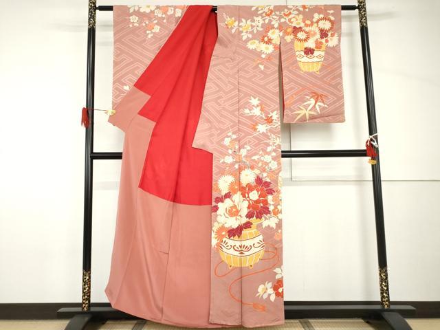 平和屋着物●アンティーク 大正ロマン 訪問着 飾花文 金彩 正絹 逸品 AABH8929cs