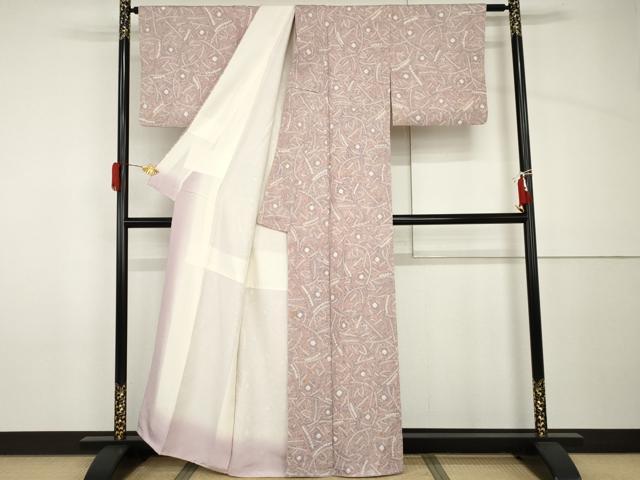 平和屋着物●上質な小紋 総絞り 幾何学花文 正絹 逸品 AABH8931cs