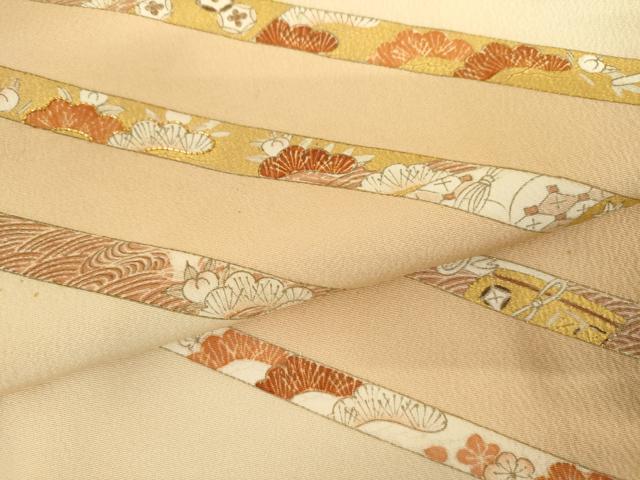 平和屋着物●訪問着 友禅 駒刺繍 松竹梅文 金彩 正絹 逸品 AABH8936cs