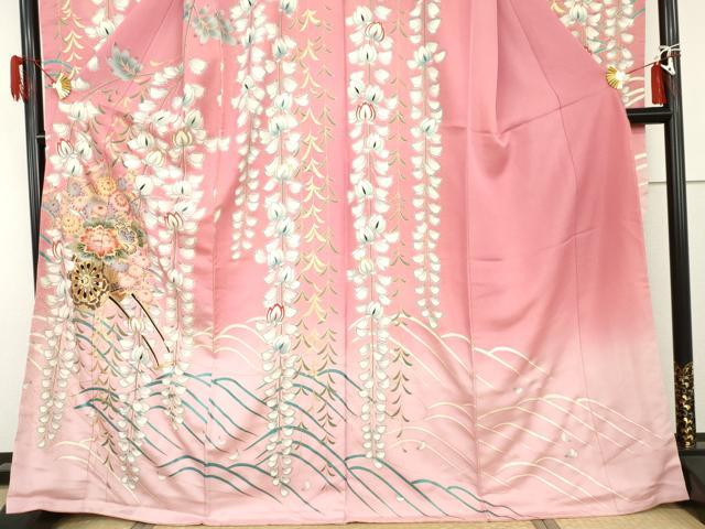 平和屋着物●豪華振袖 花車文 暈し染め 金彩 金通し地 正絹 逸品 未使用 AABH8938cs