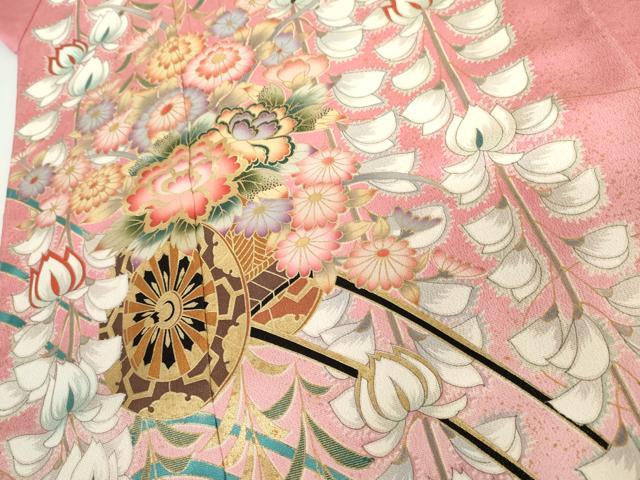 平和屋着物●豪華振袖 花車文 暈し染め 金彩 金通し地 正絹 逸品 未使用 AABH8938cs