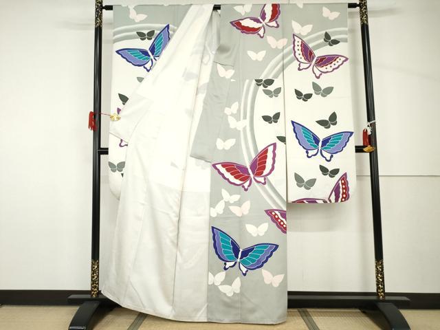 平和屋着物●豪華振袖 舞蝶文 正絹 逸品 AABH8939cs