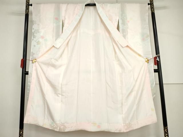 平和屋着物●振袖用長襦袢 袷 扇面花地紋 暈し染め 正絹 逸品 AABH8944cs