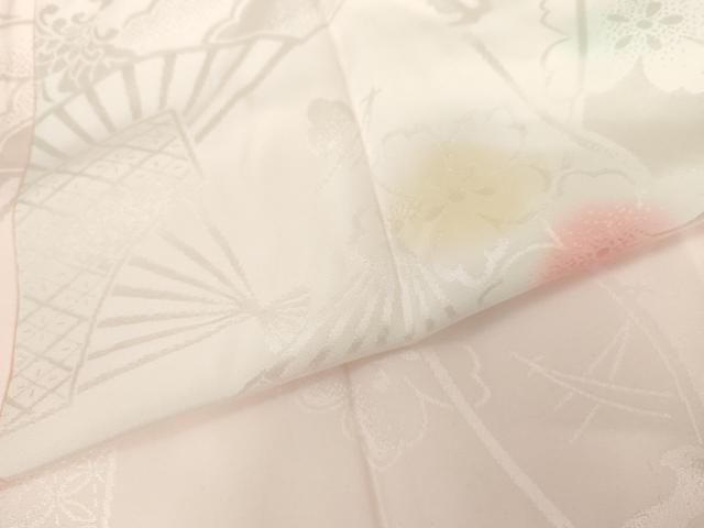 平和屋着物●振袖用長襦袢 袷 扇面花地紋 暈し染め 正絹 逸品 AABH8944cs