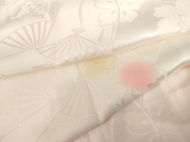 平和屋着物●振袖用長襦袢 袷 扇面花地紋 暈し染め 正絹 逸品 AABH8944cs