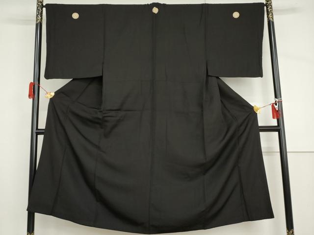 平和屋着物●男性 黒紋付 正絹 逸品 AABH8950cs