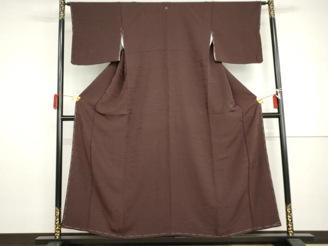 平和屋着物●上質な色無地 流水地紋 濃色 正絹 逸品 未使用 AABH8951cs