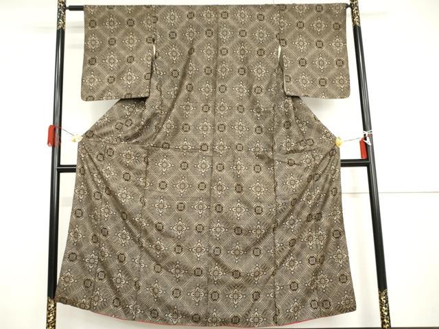 平和屋着物●本場大島紬 龍郷絣 花菱文 正絹 逸品 AABH8952cs