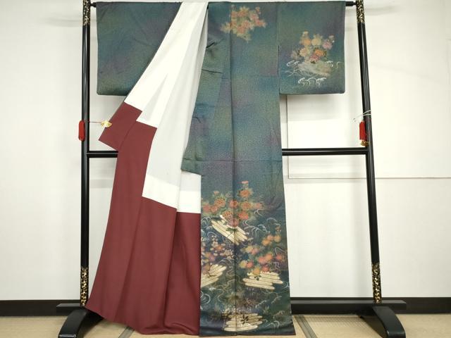 平和屋着物●訪問着 天日ぼかし 花筏文 暈し染め 金彩 正絹 逸品 AABH8957cs