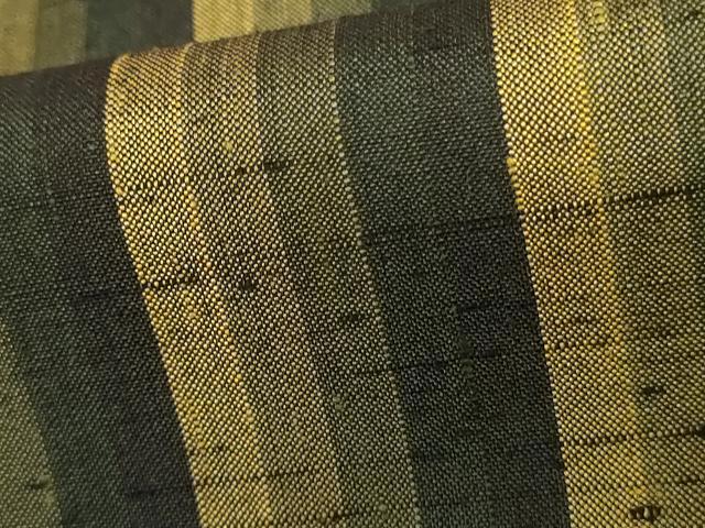 平和屋着物●訪問着 紬地 片身替わり 縞 正絹 逸品 AABH8961cs