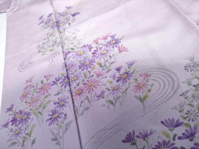 平和屋着物●訪問着 作家物 洋子 手描き 流水草花文 暈し染め 正絹 逸品 AABH8969cs