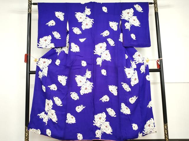 平和屋着物●アンティーク 大正ロマン 小紋 菊 正絹 逸品 AABH8970cs