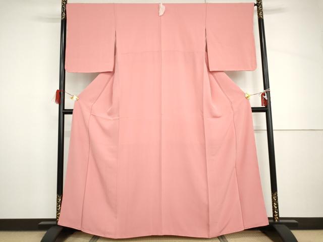 平和屋着物●上質な色無地 紅梅色 正絹 逸品 未使用 AABH8974cs