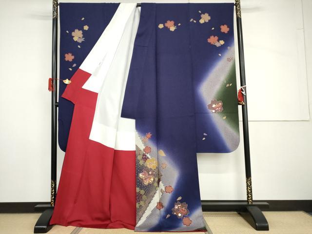 平和屋着物●豪華振袖 駒刺繍 舞桜 玩具 暈し染め 金彩 正絹 逸品 AABH8977cs
