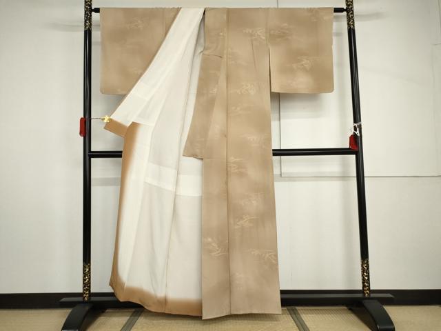 平和屋着物●上質な小紋 地紋起こし 風景文 暈し染め 正絹 逸品 AABH8978cs