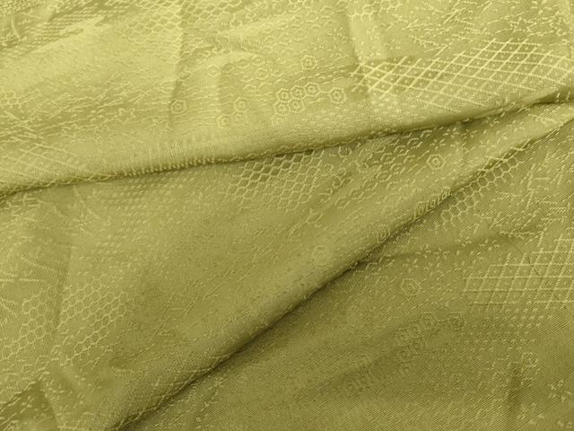 平和屋着物●上質な色無地 草花地紋 青丹色 正絹 逸品 AABH8980cs