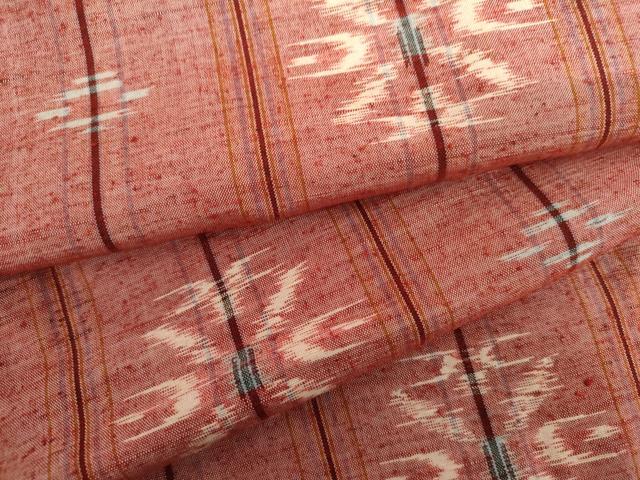 平和屋着物●琉球絣 紬 幾何学花文 正絹 逸品 AABH8984cs