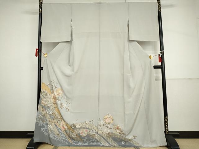 平和屋着物●色留訪問着 友禅 雪輪花唐草文 金彩 正絹 逸品 AABH8990cs