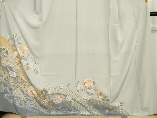 平和屋着物●色留訪問着 友禅 雪輪花唐草文 金彩 正絹 逸品 AABH8990cs