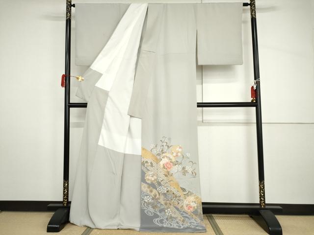 平和屋着物●色留訪問着 友禅 雪輪花唐草文 金彩 正絹 逸品 AABH8990cs