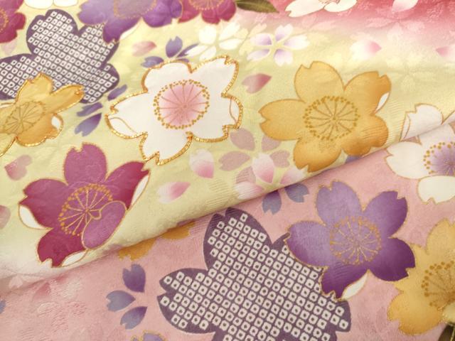 平和屋着物●豪華振袖 駒刺繍 舞桜文 暈し染め 金彩 正絹 逸品 AABH8995cs