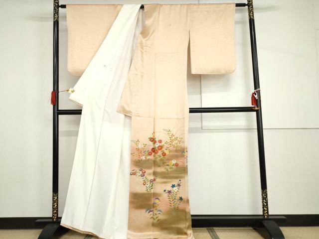 平和屋着物●豪華色留袖 駒刺繍 草花文 暈し染め 正絹 逸品 AABH8999cs
