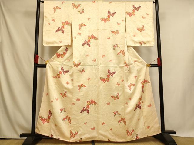 平和屋着物■上質な小紋 舞蝶芝文 金彩 正絹 逸品 AABH9011fw