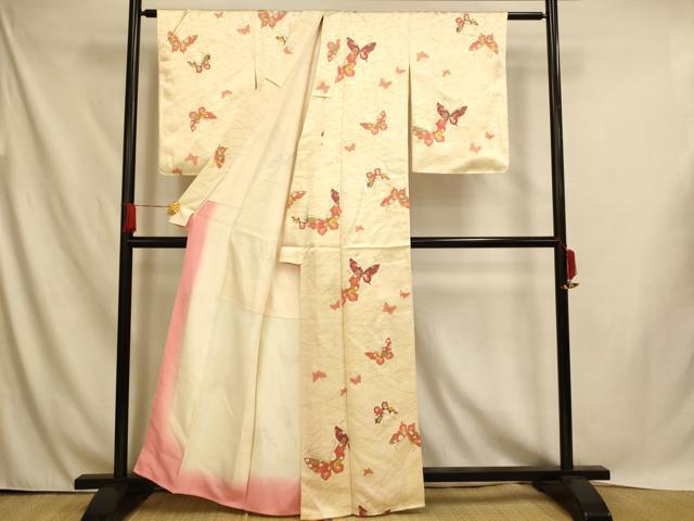 平和屋着物■上質な小紋 舞蝶芝文 金彩 正絹 逸品 AABH9011fw