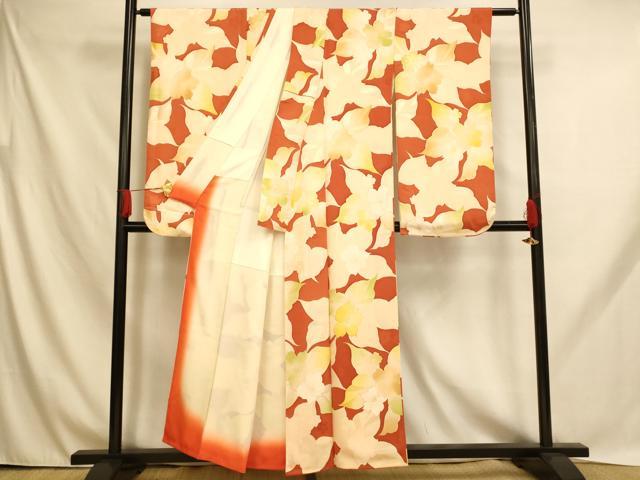 平和屋着物■豪華振袖 地紋起こし 草花文 金彩 正絹 逸品 AABH9018fw