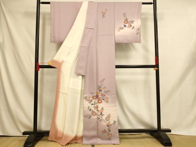 平和屋着物■訪問着 更紗花文 暈し染め 正絹 逸品 AABH9027fw