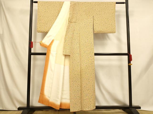 平和屋着物■上質な小紋 型染め 花丸文 正絹 逸品 AABH9035fw
