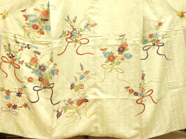 平和屋着物■豪華振袖 刺繍 束ね草花文 金銀彩 正絹 逸品 AABH9040fw