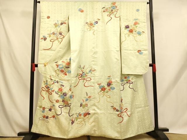 平和屋着物■豪華振袖 刺繍 束ね草花文 金銀彩 正絹 逸品 AABH9040fw